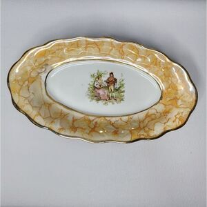 VINTAGE Favolina Made In Poland PLATE OR VANITY TRAY GOLD RIM HAND PAINTED